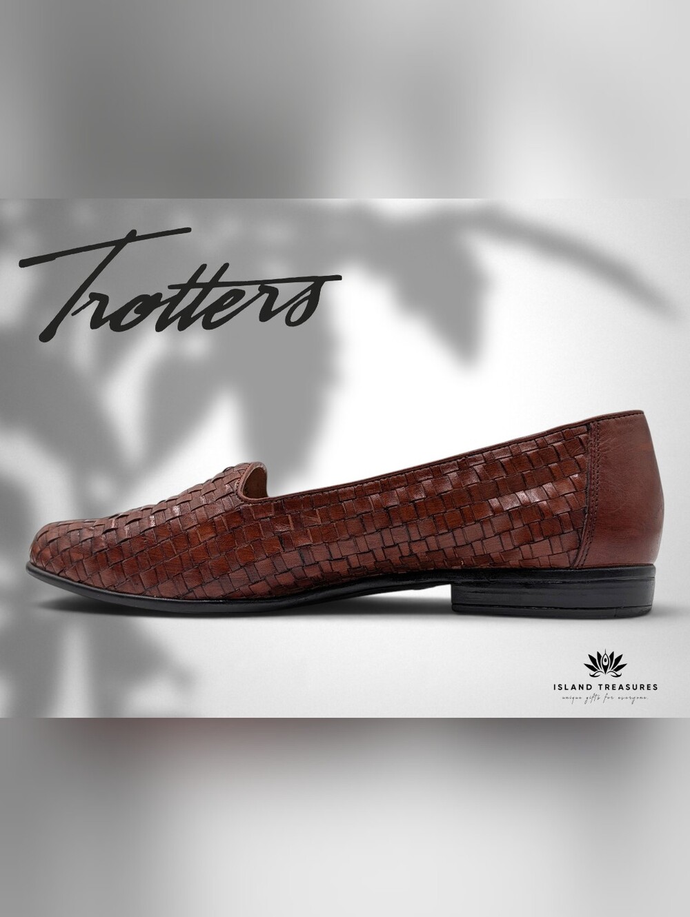 Trotters Liz Sz 12W Brown Woven Leather Loafers Basketweave Slip On Comfort